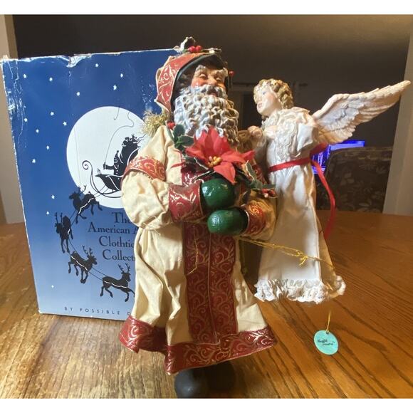 Possible Dreams Clothtique Santa Angel’s Kiss Christmas Sculpture 1992 W/Box - Picture 1 of 12